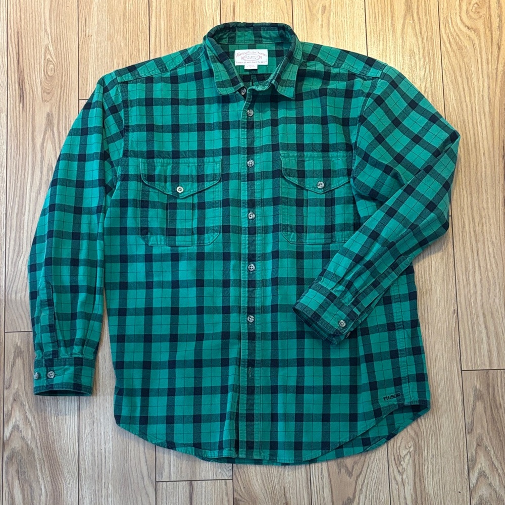 Filson green alaskan Teal and Black Plaid Men's Shirt